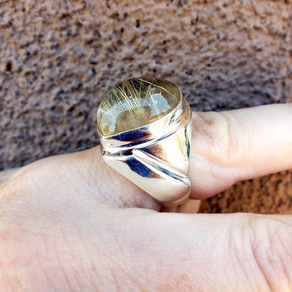 New Men's Golden Rutile 925 Silver Ring. - Picture 4 of 16